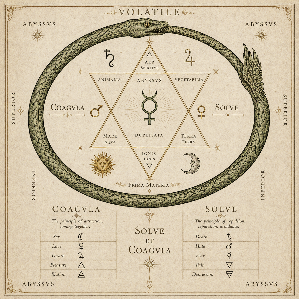 Solve et Coagula alchemical diagram